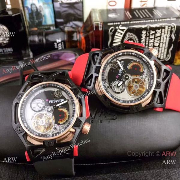 Replica Hublot Techframe Ferrari Tourbillon Watch Red Rubber Strap 43mm Replica Hublot Techframe Ferrari Tourbillon Watch Red Rubber Strap 43mm