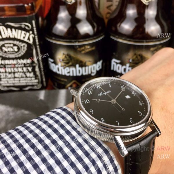 Clone Breguet Classique Watch 40mm SS Blue Dial Blue Leather Band Clone Breguet Classique Watch 40mm SS Blue Dial Blue Leather Band