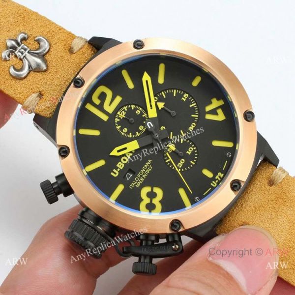 U Boat Classico U-72 Replica Watches Rose Gold Bezel Black Dial U Boat Classico U-72 Replica Watches Rose Gold Bezel Black Dial