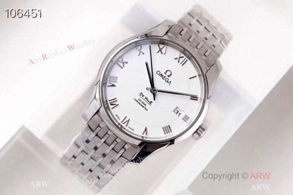 VSF Swiss Omega De Ville Co-Axial 41mm Watch Stainless steel White Roman Dial VSF Swiss Omega De Ville Co-Axial 41mm Watch Stainless steel White Roman Dial