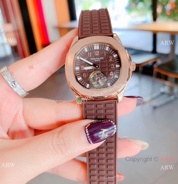 Copy Patek Philippe Tourbillon Black Rubber Strap Watches Women Size Copy Patek Philippe Tourbillon Black Rubber Strap Watches Women Size