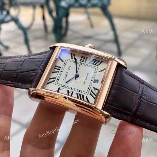 Buy Replica CARTIER Tank Automatic Watches SS Black Dial Buy Replica CARTIER Tank Automatic Watches SS Black Dial