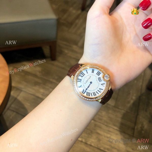 High Quality Cartier White Roman Dial Diamond Watch 36mm High Quality Cartier White Roman Dial Diamond Watch 36mm