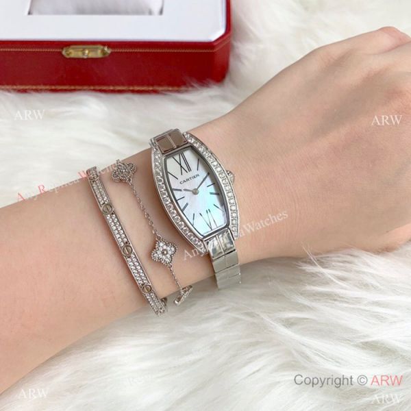 Cartier Mini Tonneau White MOP Dial Stainless Steel women Watch Best Replica Cartier Mini Tonneau White MOP Dial Stainless Steel women Watch Best Replica