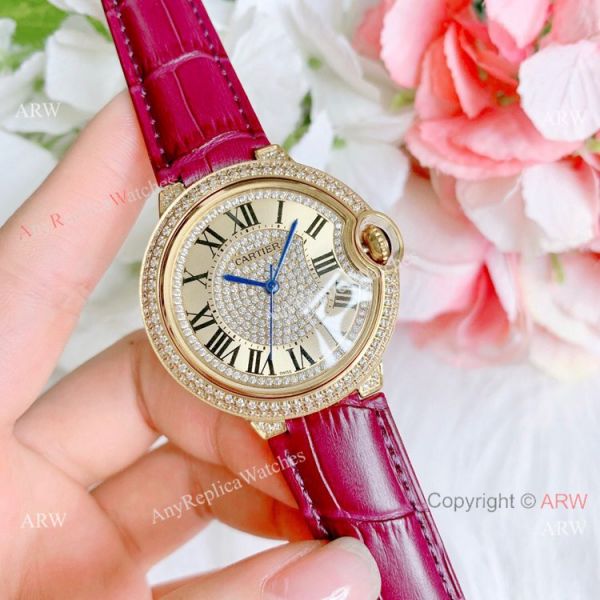 Best Quality Copy Cartier Ballon Bleu De Quartz Watch Yellow Gold Diamond Best Quality Copy Cartier Ballon Bleu De Quartz Watch Yellow Gold Diamond