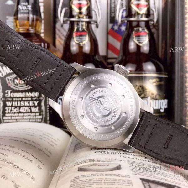 Swiss Replica IWC Pilots Top Gun SS Black Leather Strap Watch Swiss Replica IWC Pilots Top Gun SS Black Leather Strap Watch