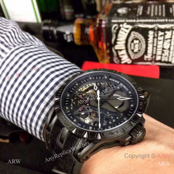 Roger Dubuis Excalibur Skeleton Copy Watch Black DLC Case 46mm Roger Dubuis Excalibur Skeleton Copy Watch Black DLC Case 46mm