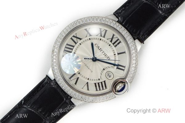 (CR) Ballon Bleu De Cartier Silver Dial Leather Strap 42mm Watch Swiss Grade 1 (CR) Ballon Bleu De Cartier Silver Dial Leather Strap 42mm Watch Swiss Grade 1