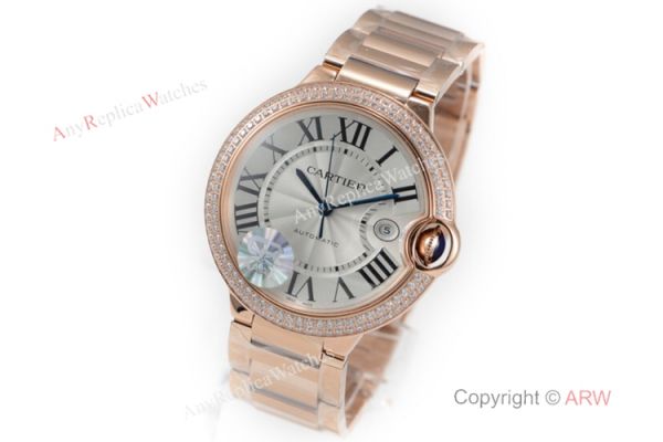 (CR) Swiss Copy Cartier Ballon Bleu de 42mm Watch Rose Gold Diamond (CR) Swiss Copy Cartier Ballon Bleu de 42mm Watch Rose Gold Diamond