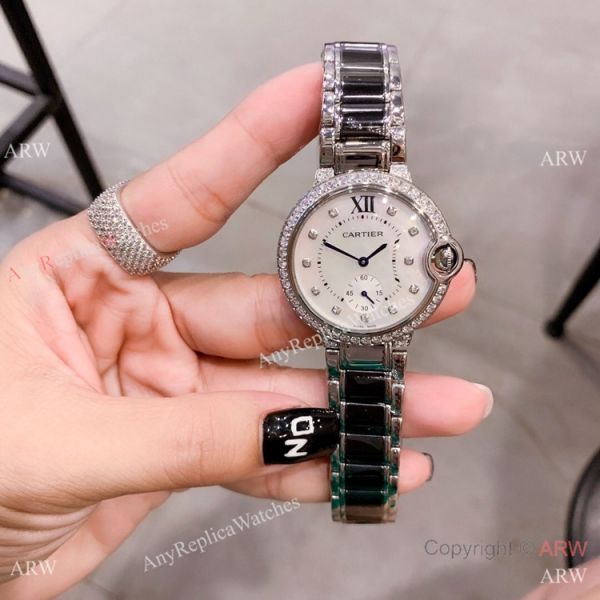Cartier Ballon Bleu de 36mm Quartz Watch Black Ceramic Silver Cartier Ballon Bleu de 36mm Quartz Watch Black Ceramic Silver