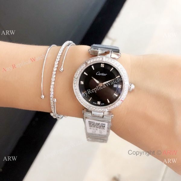 Copy Cartier Pasha de 35mm watch Stainless Steel Black Dial Copy Cartier Pasha de 35mm watch Stainless Steel Black Dial