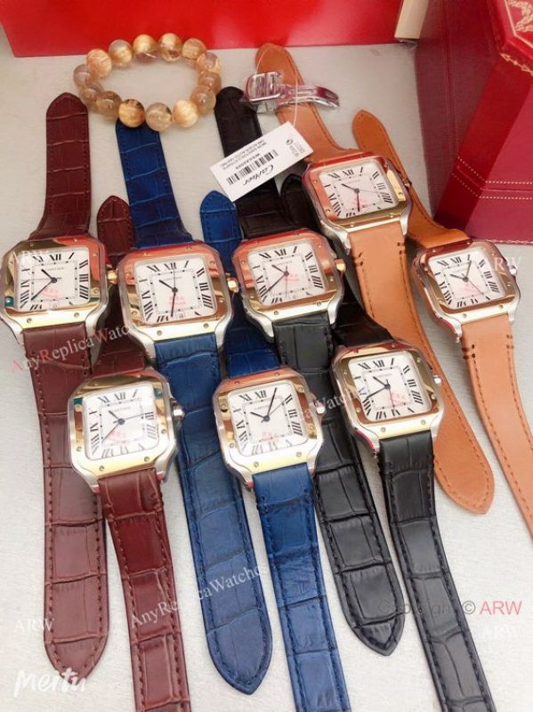 2019 Replica Cartier Santos de Lovers Watch Blue Leather Strap 2019 Replica Cartier Santos de Lovers Watch Blue Leather Strap