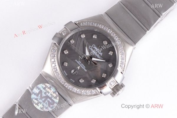 Swiss Replica Omega Constellation 316L Steel Grey Mop Dial Watch Lady Swiss Replica Omega Constellation 316L Steel Grey Mop Dial Watch Lady