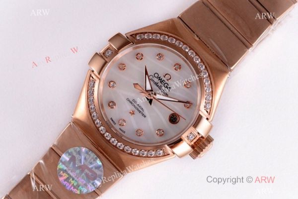 Swiss Replica Omega Constellation Rose Gold Diamond 27mm Watch 2019 New Swiss Replica Omega Constellation Rose Gold Diamond 27mm Watch 2019 New