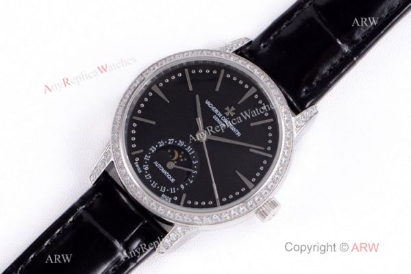 (VC) Swiss 2824-2 Vacheron Constantin Copy Watch Black Moon phase Dial (VC) Swiss 2824-2 Vacheron Constantin Copy Watch Black Moon phase Dial