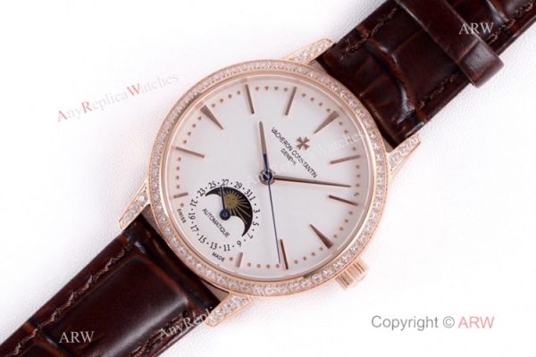 (VC) Vacheron Constantin Patrimony Moon Rose Gold Diamond Watch Swiss Replica (VC) Vacheron Constantin Patrimony Moon Rose Gold Diamond Watch Swiss Replica