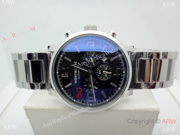 Mont Blanc Clone Timewalker Stainless Steel Black Dial Automatic watch Mont Blanc Clone Timewalker Stainless Steel Black Dial Automatic watch