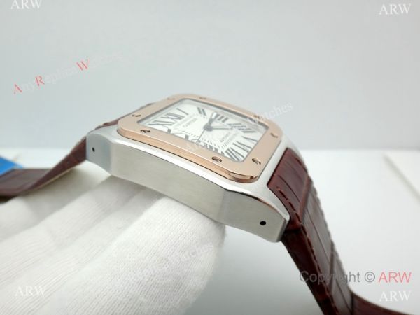 Swiss Replica Cartier Santos de 2-Tone Rose Gold Automatic Watch Swiss Replica Cartier Santos de 2-Tone Rose Gold Automatic Watch