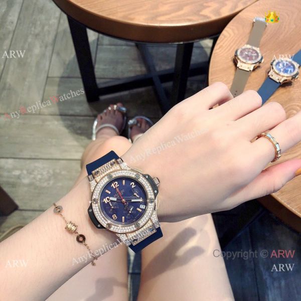 Copy Hublot Big Bang Rose Gold Diamond Blue Dial Watches Copy Hublot Big Bang Rose Gold Diamond Blue Dial Watches