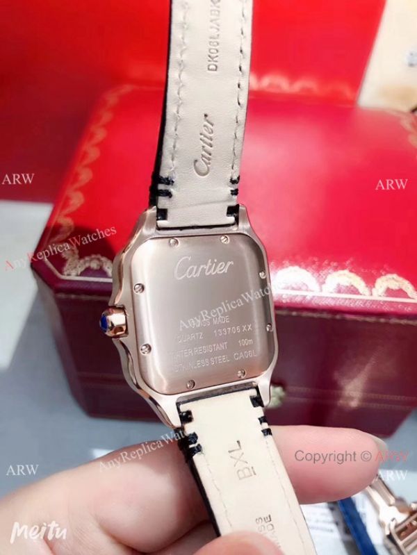 New Cartier Santos 100 Diamond Replica Watch Rose Gold Brown Leather Strap New Cartier Santos 100 Diamond Replica Watch Rose Gold Brown Leather Strap