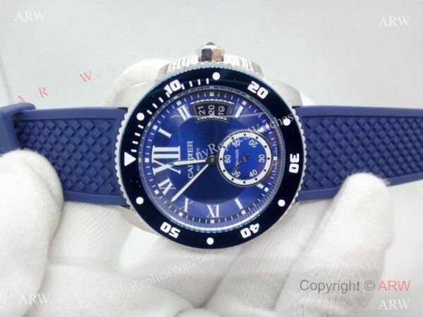Copy Cartier Calibre De Diver SS Blue Rubber Strap Watch Low Price Copy Cartier Calibre De Diver SS Blue Rubber Strap Watch Low Price
