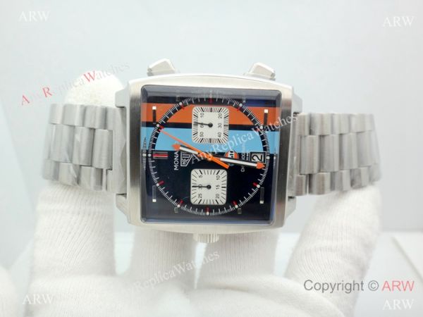 Tag Heuer Monaco Quartz Calibre 12 Replica Watch Stainless Steel Blue Red Dial Tag Heuer Monaco Quartz Calibre 12 Replica Watch Stainless Steel Blue Red Dial