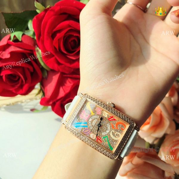 New Fake Franck Muller Long Island Color Dreams 26mm Watch Rose Gold Diamond New Fake Franck Muller Long Island Color Dreams 26mm Watch Rose Gold Diamond