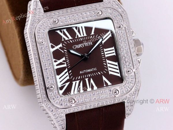 Buy Replica Cartier Santos Diamond Automatic Wrist SS Chocolate Dial Buy Replica Cartier Santos Diamond Automatic Wrist SS Chocolate Dial