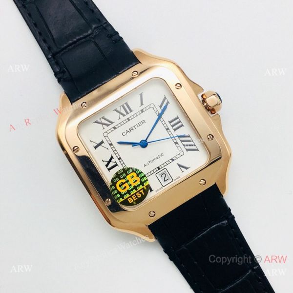 (GB) Swiss Replica Cartier Santos Rose Gold Mens Watch 9015 Movement (GB) Swiss Replica Cartier Santos Rose Gold Mens Watch 9015 Movement