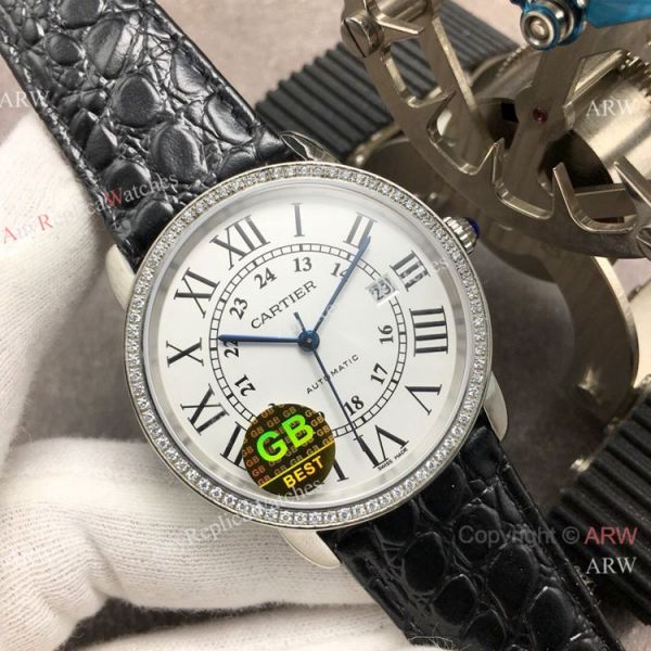 (GB) Swiss Grade Copy Cartier Ronde Solo Men Watch SS Diamond (GB) Swiss Grade Copy Cartier Ronde Solo Men Watch SS Diamond