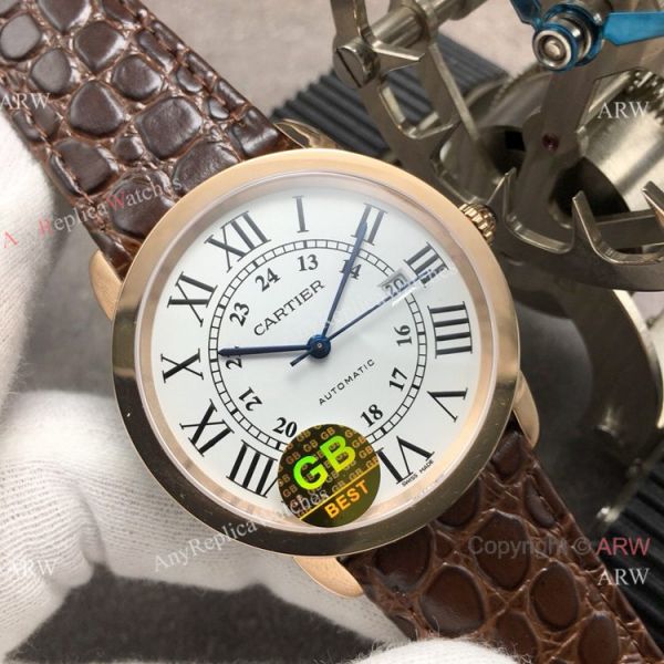 (GBF) Swiss Replica Cartier Ronde Solo De Watch Rose Gold Brown Leather Strap (GBF) Swiss Replica Cartier Ronde Solo De Watch Rose Gold Brown Leather Strap