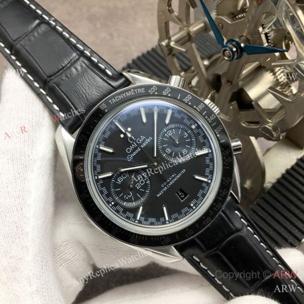 (OM) Swiss Replica Omega Speedmaster Racing Master Chronomeyer Watch Black Leather Strap (OM) Swiss Replica Omega Speedmaster Racing Master Chronomeyer Watch Black Leather Strap
