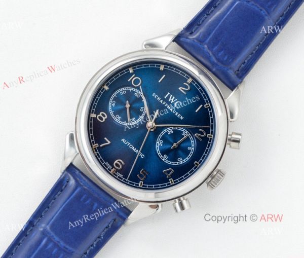 Swiss 7750 IWC Schaffhausen Portuguese Replica Watch SS Blue Leather Strap Swiss 7750 IWC Schaffhausen Portuguese Replica Watch SS Blue Leather Strap
