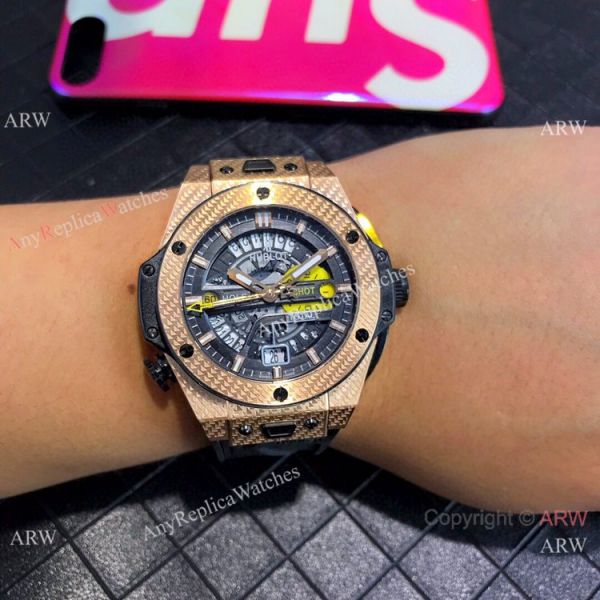 NEW Hublot Big Bang Unico Golf Replica Watch Rose Gold Gummy Strap NEW Hublot Big Bang Unico Golf Replica Watch Rose Gold Gummy Strap