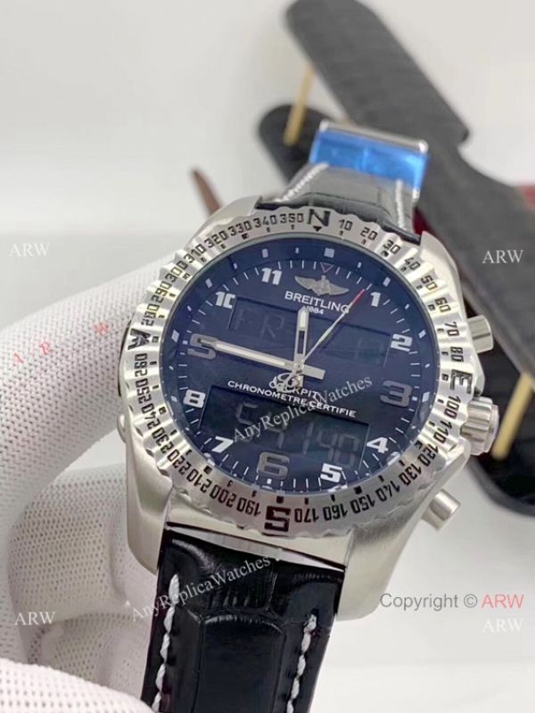 Breitling Cockpit B50 Chronograph Watches Black Dial Black Leather Strap Breitling Cockpit B50 Chronograph Watches Black Dial Black Leather Strap