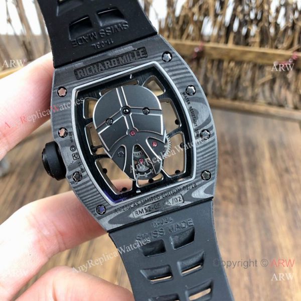 Swiss Quality Richard Mille RM52-06 Rose Gold SKULL Dial Watches Carbon Case Swiss Quality Richard Mille RM52-06 Rose Gold SKULL Dial Watches Carbon Case