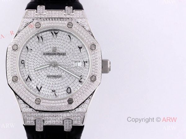 Swiss Replica Audemars Piguet Royal Oak Diamonds With Arabic Dial Automatic Watch For Men Swiss Replica Audemars Piguet Royal Oak Diamonds With Arabic Dial Automatic Watch For Men