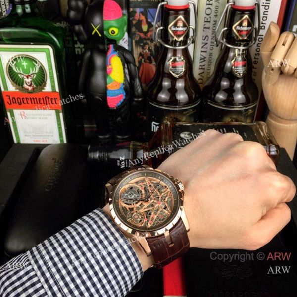 Roger Dubuis Excalibur Spider Men Watches Rose Gold Skeleton Face Roger Dubuis Excalibur Spider Men Watches Rose Gold Skeleton Face