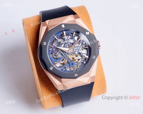 Copy Hublot Classic Fusion Skeleton Watches Rose Gold Rubber Strap Copy Hublot Classic Fusion Skeleton Watches Rose Gold Rubber Strap