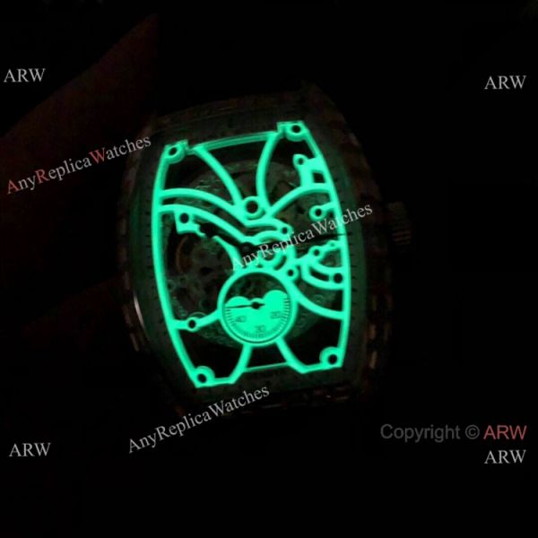 Knockoff Franck Muller Cintree Curvex Skeleton Watches SS Diamond Brown Leather Strap Knockoff Franck Muller Cintree Curvex Skeleton Watches SS Diamond Brown Leather Strap