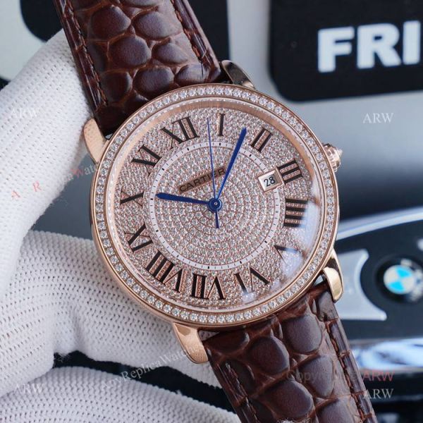 High Quality Cartier Ronde Solo 42mm rose gold Diamond Replica Watch High Quality Cartier Ronde Solo 42mm rose gold Diamond Replica Watch