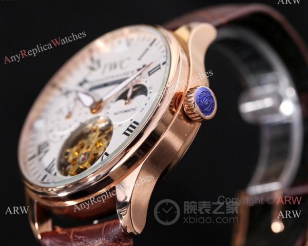 New IWC Schaffhausen Complications Men Watch White Dial Brown Leather Strap New IWC Schaffhausen Complications Men Watch White Dial Brown Leather Strap