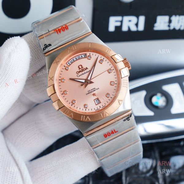 1:1 Swiss Replica Omega Constellation Double Eagle Rose Gold Diamond Watch 38mm 1:1 Swiss Replica Omega Constellation Double Eagle Rose Gold Diamond Watch 38mm