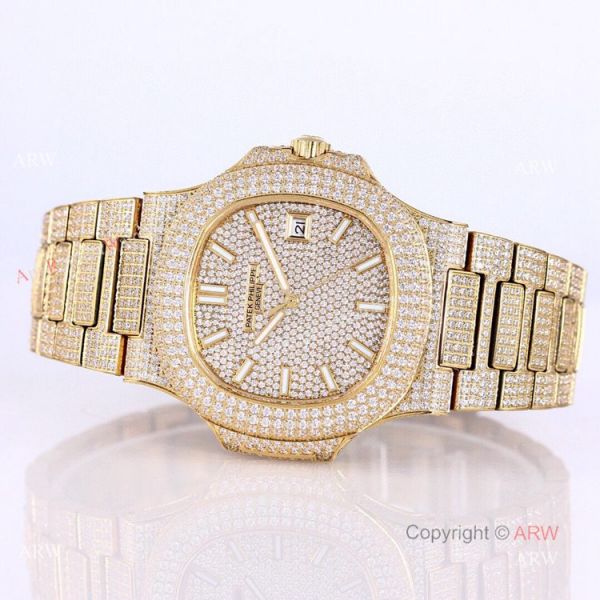 Iced Out Patek Philippe 5719 Patek Philippe Nautilus Bust Down All Gold Watch Replica Iced Out Patek Philippe 5719 Patek Philippe Nautilus Bust Down All Gold Watch Replica