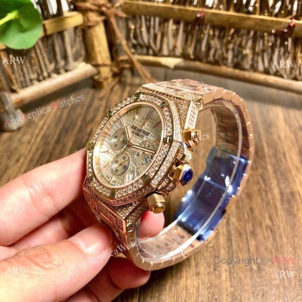 Knockoff Audemars Piguet Royal Oak Full Diamond Watches Gold and Silver Knockoff Audemars Piguet Royal Oak Full Diamond Watches Gold and Silver