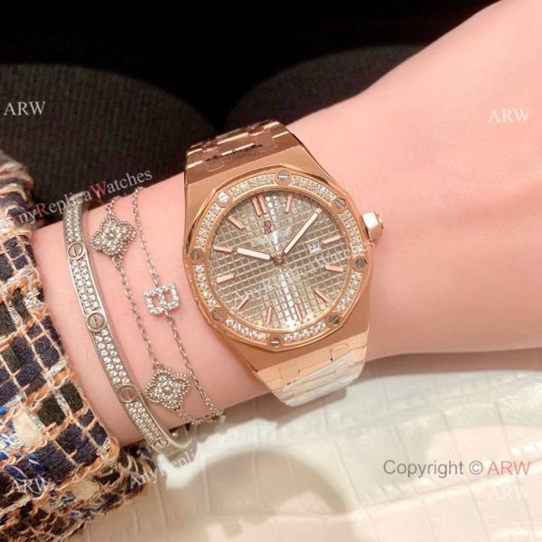 Clone Audemars Piguet Royal Oak Ladies Watches Rose Gold Diamond Bezel Clone Audemars Piguet Royal Oak Ladies Watches Rose Gold Diamond Bezel