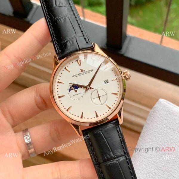 Fake Jaeger-leCoultre Moonphase Rose Gold White Dial Watch Fake Jaeger-leCoultre Moonphase Rose Gold White Dial Watch