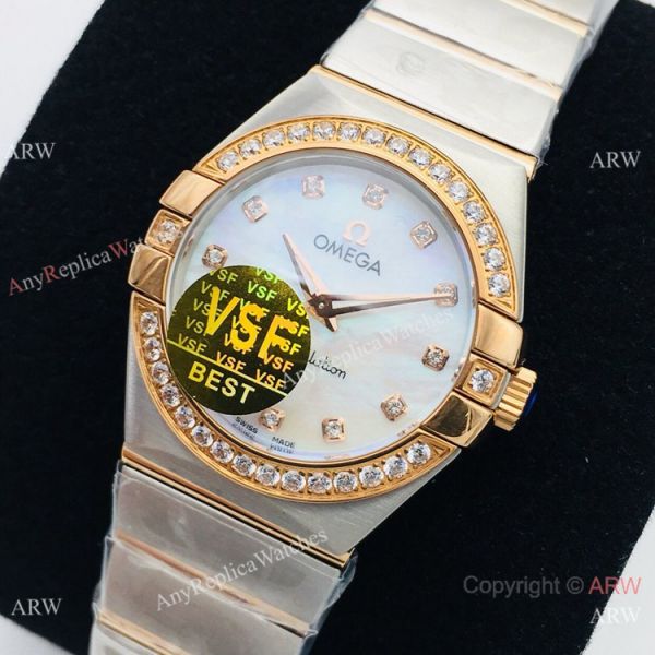 (VS) Omega Constellation Two Tone Rose Gold 27mm Watch with Quartz Movement (VS) Omega Constellation Two Tone Rose Gold 27mm Watch with Quartz Movement