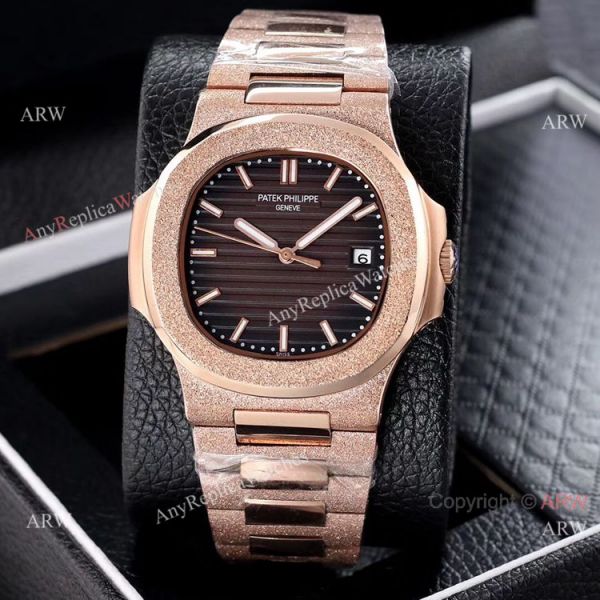 Best Clone Patek Philippe Nautilus Frosted Rose Gold Watches 40mm Best Clone Patek Philippe Nautilus Frosted Rose Gold Watches 40mm