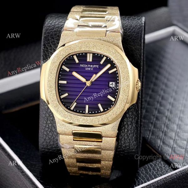 Copy Patek Philippe Nautilus Frosted Gold Watch with Luminous Dial Markers Copy Patek Philippe Nautilus Frosted Gold Watch with Luminous Dial Markers